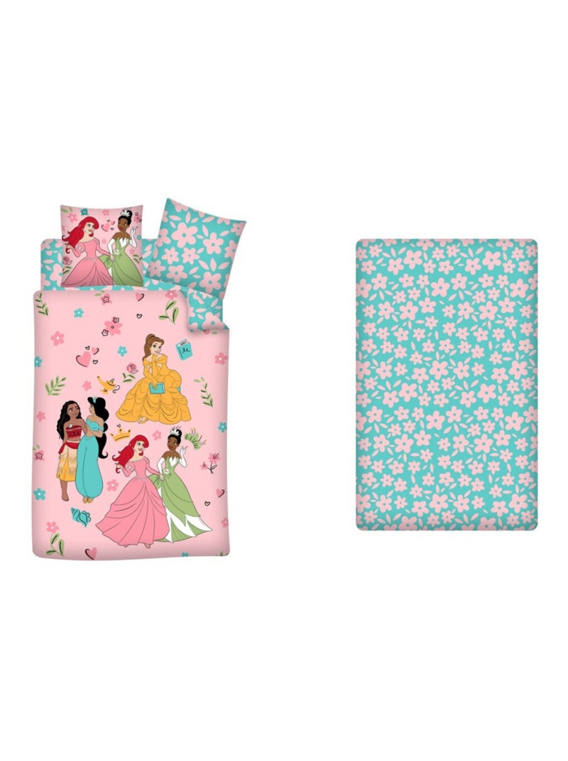 Disney, Completo Letto 3 pezzi, Bambino Stampato Reversibile 100% Cotone, PRINCIPESSE Rosa - Kiabi