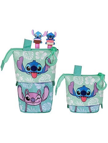 Disney lilo e stitch aloha astuccio cute + 2 penne gel cancellabili, blu