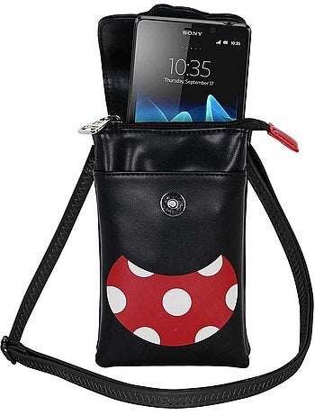 Disney Minnie Mouse Face Borsa Porta Cellulare, Multicolore