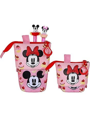 Disney minnie mouse muffin astuccio cute + 2 penne gel cancellabili, rosa