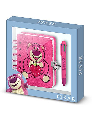 Disney orso lotso strawberry confezione con diario plush + penna 6 colori, rosa