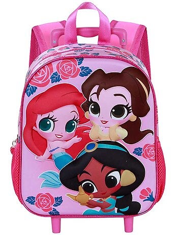 Disney principesse flowers zainetto 3d con ruote piccolo, rosa
