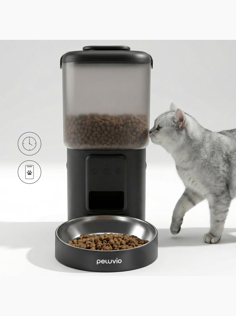 Dispenser automatico di cibo per gatti PELUVIO Crispy Wi‑Fi Nero - Kiabi