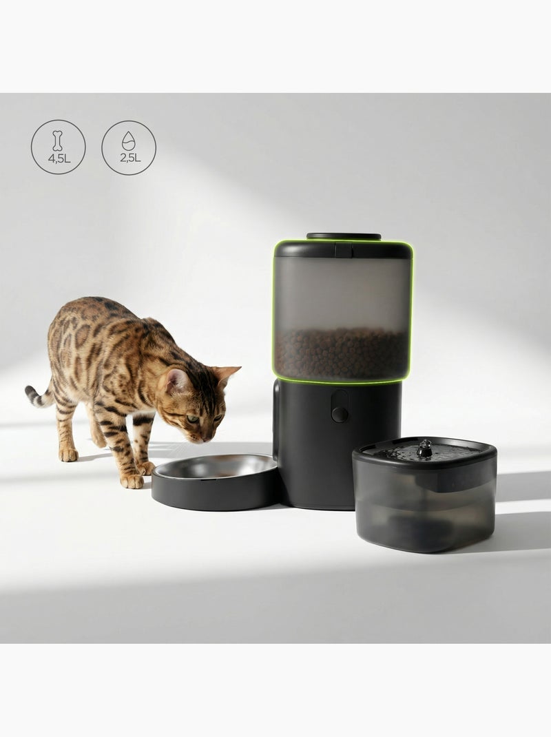 Dispenser di cibo e fontanella per gatti PELUVIO Feast Nero - Kiabi
