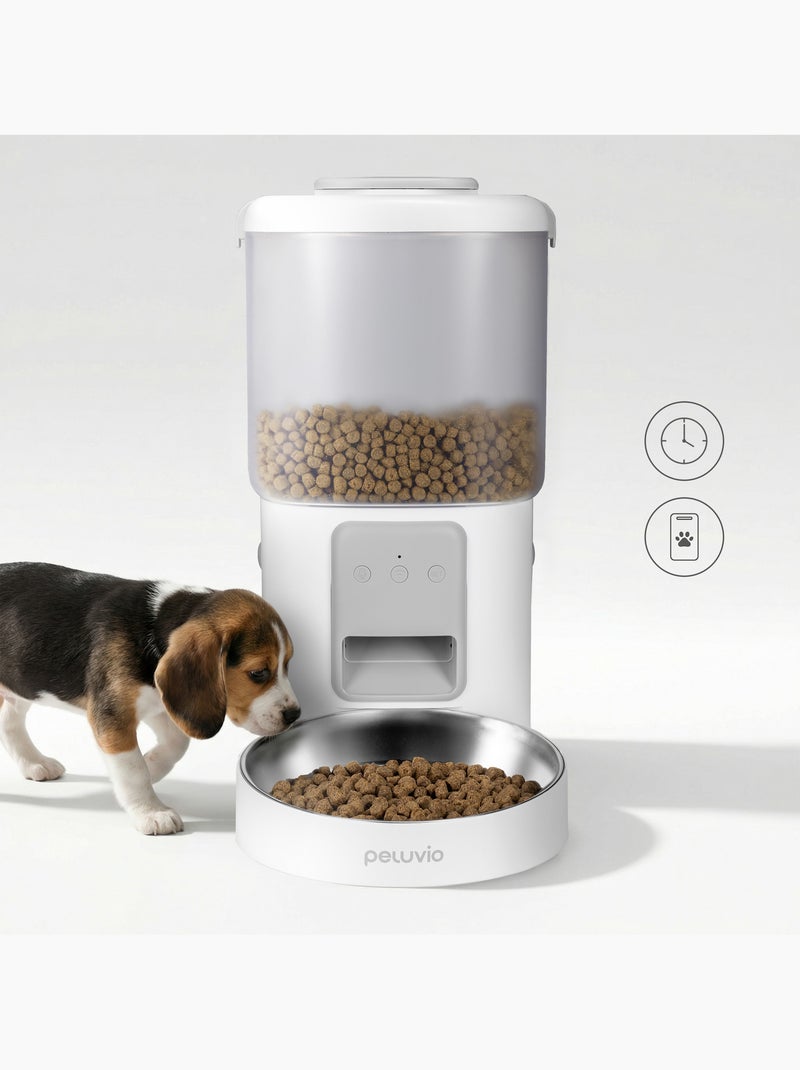 Distributore automatico di croccantini per cani PELUVIO Crispy - Wi-Fi - 4,5 L - 4 pasti/giorno Bianco - Kiabi