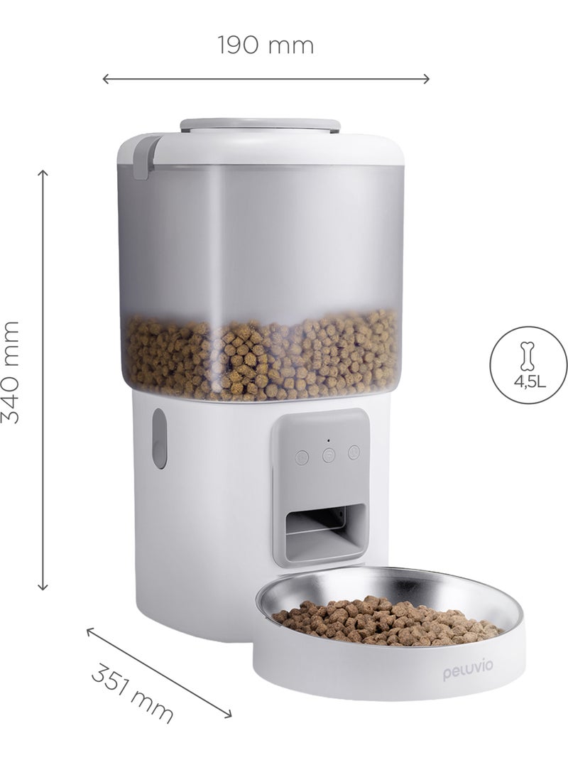 Distributore automatico di croccantini per cani PELUVIO Crispy - Wi-Fi - 4,5 L - 4 pasti/giorno Bianco - Kiabi