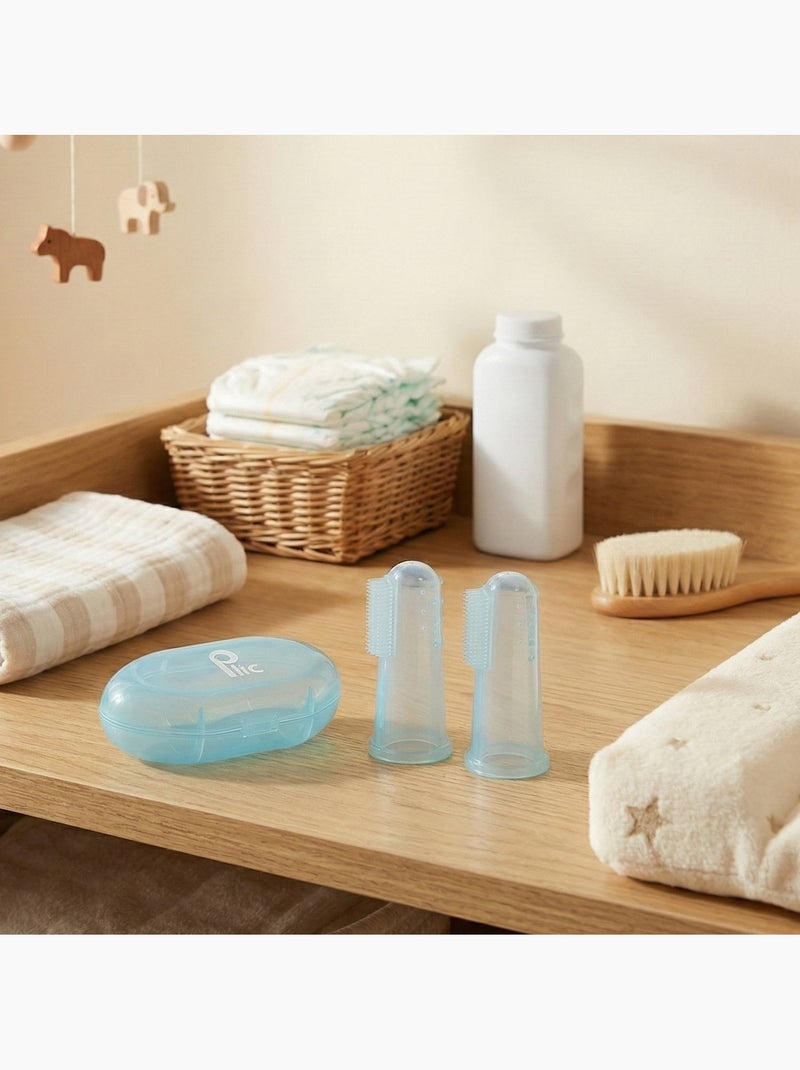 Ditale spazzolino silicone bebè set 2 blu Blu - Kiabi