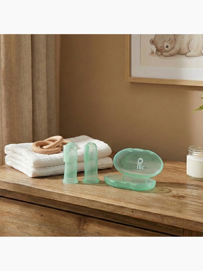 Ditale spazzolino silicone bebè set 2 Verde - Kiabi