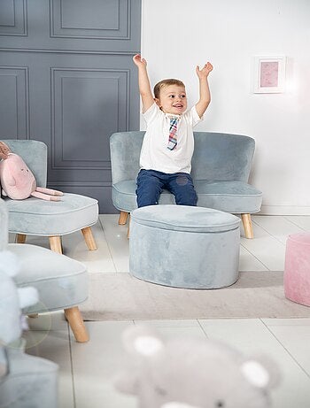 Divanetto per bambini in velluto con gambe in legno massello – ROBA "Lil Sofa