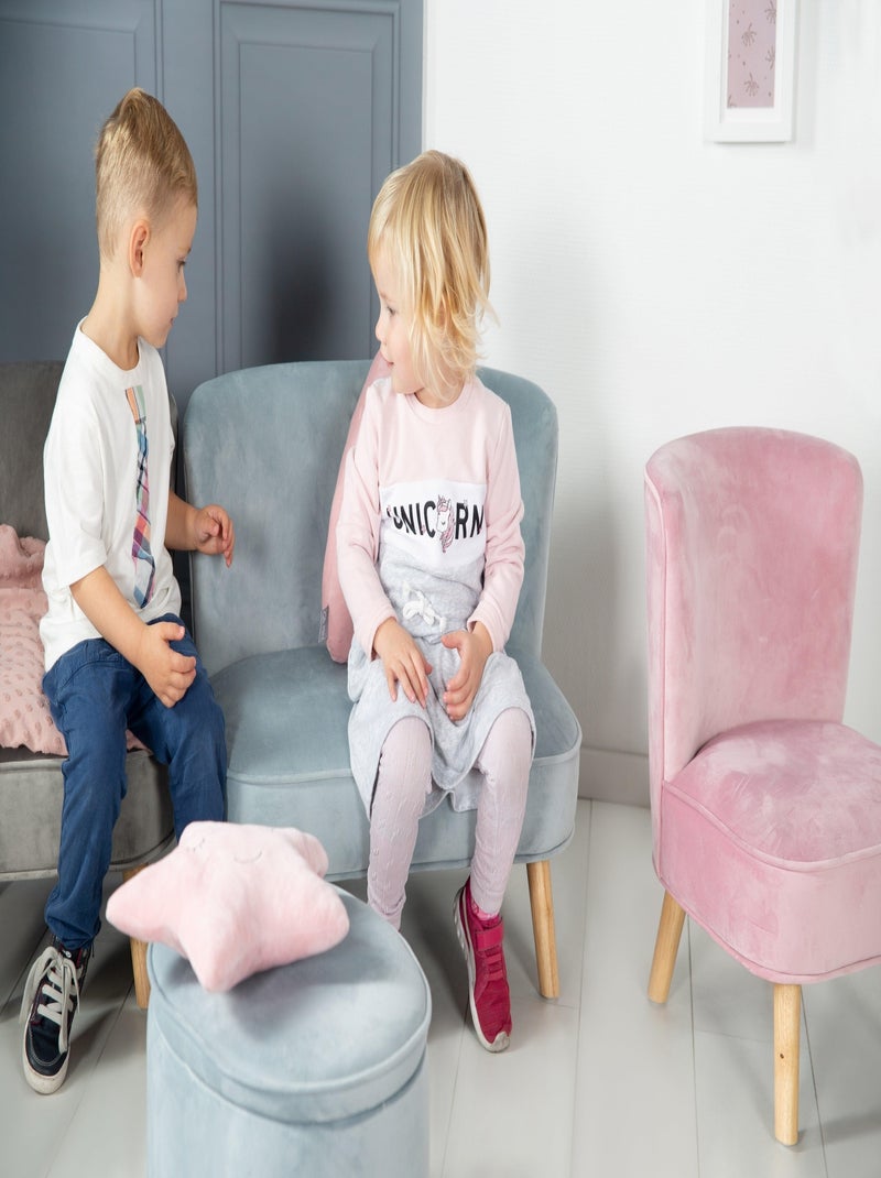 Divanetto per bambini in velluto con gambe in legno massello – ROBA "Lil Sofa" Blu chiaro - Kiabi