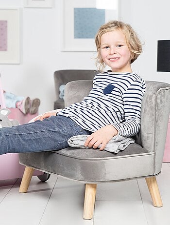 Divanetto per bambini in velluto con gambe in legno massello – ROBA "Lil Sofa
