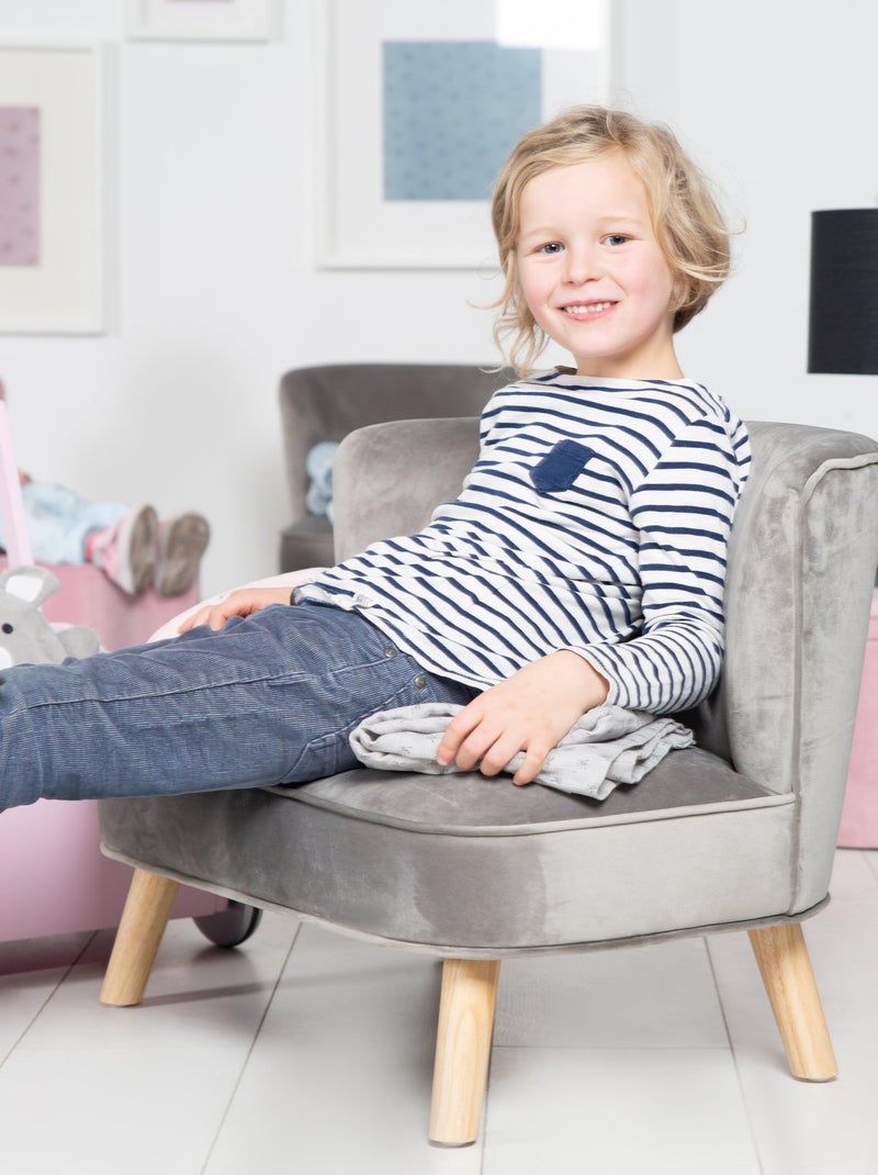 Divanetto per bambini in velluto con gambe in legno massello – ROBA "Lil Sofa" Grigio - Kiabi