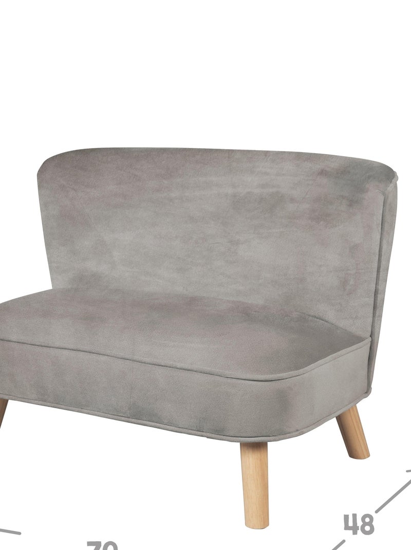 Divanetto per bambini in velluto con gambe in legno massello – ROBA "Lil Sofa" Grigio - Kiabi