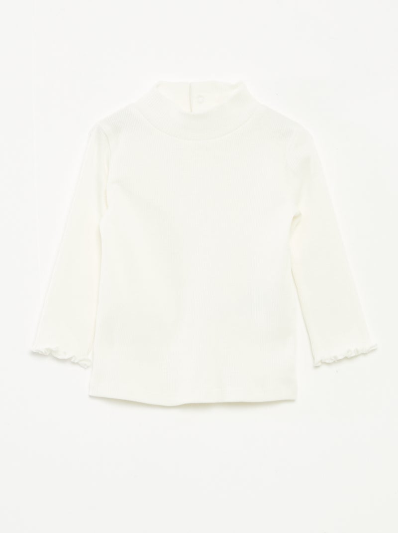 Dolcevita a coste collo alto Bianco - Kiabi