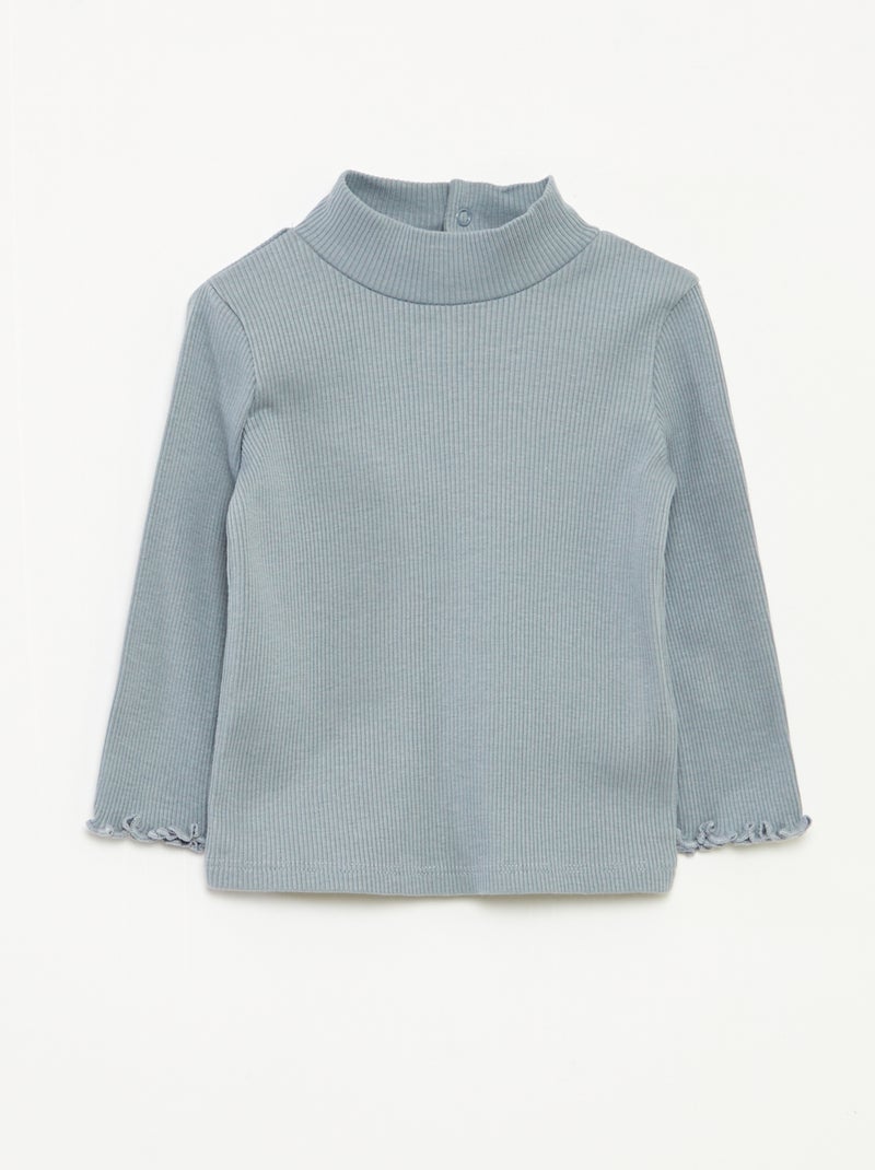 Dolcevita a coste collo alto Blu - Kiabi