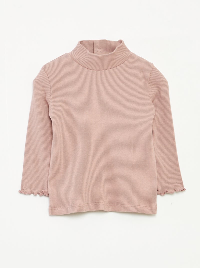 Dolcevita a coste collo alto Rosa - Kiabi