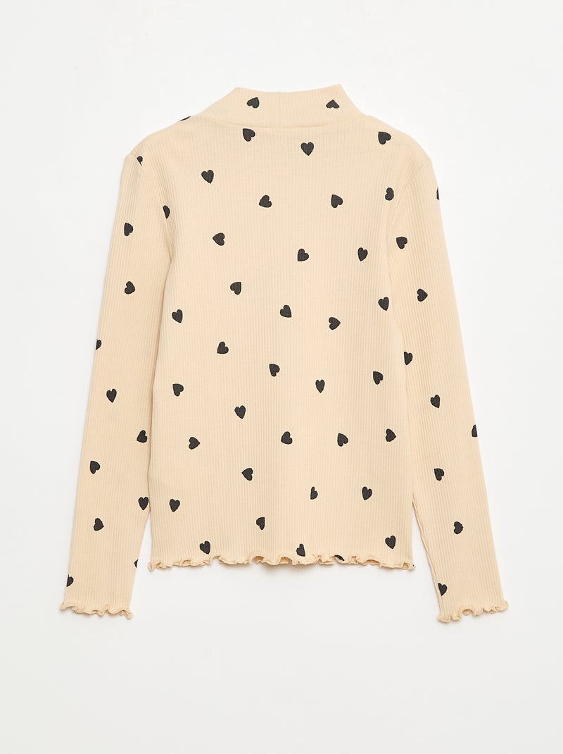 Dolcevita a costine in cotone Beige - Kiabi