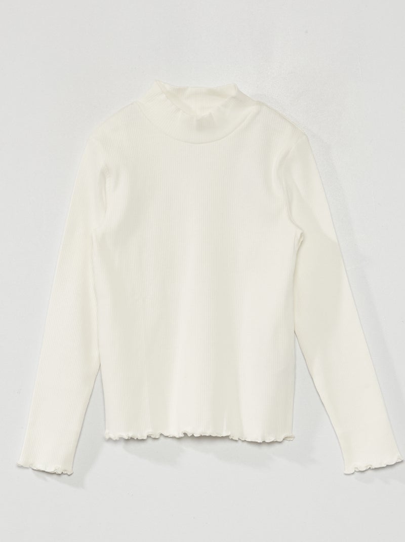 Dolcevita in maglia a coste Bianco - Kiabi