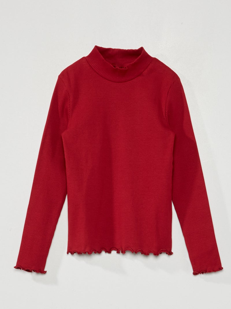 Dolcevita in maglia a coste Bordeaux - Kiabi