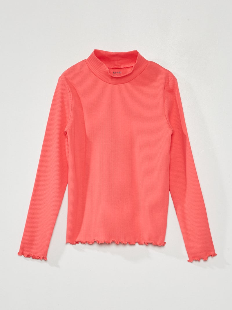 Dolcevita in maglia a coste Corallo - Kiabi