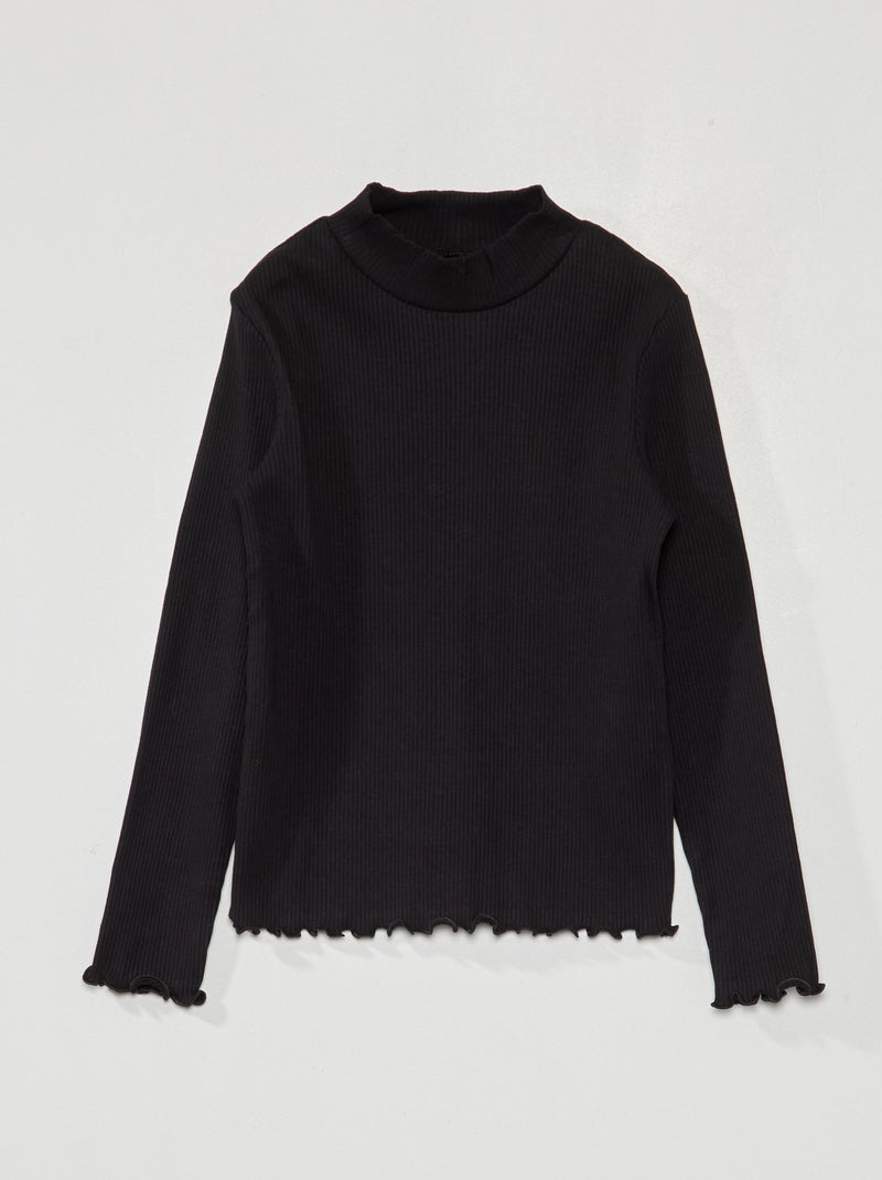 Dolcevita in maglia a coste nero - Kiabi