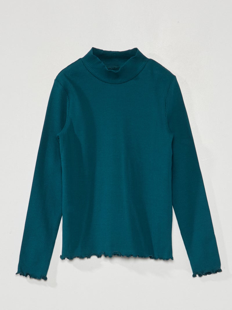 Dolcevita in maglia a coste Verde scuro - Kiabi