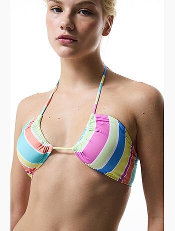 Donna reverse top bikini a righe con scollo a v penti