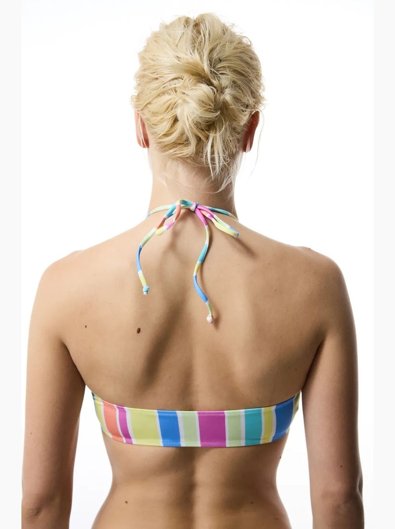 Donna reverse top bikini a righe con scollo a v penti Rosa fluo - Kiabi