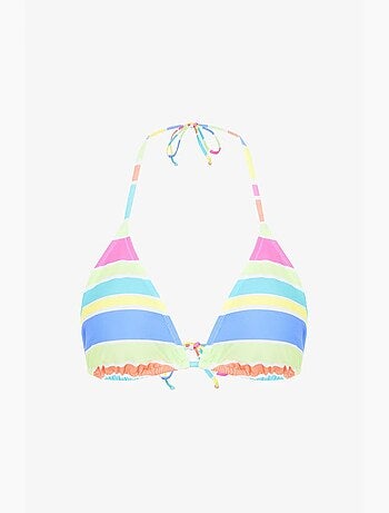 Donna top bikini triangolo a righe penti