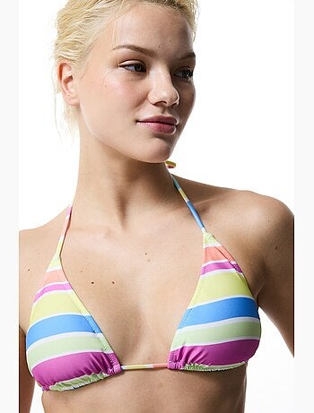 Donna top bikini triangolo a righe penti