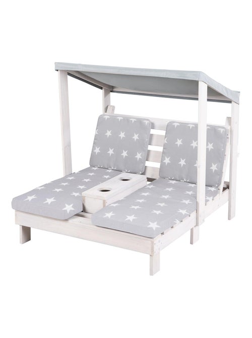 Doppio lettino prendisole per bambini in legno FSC con 4 cuscini e parasole "Roba Little Stars" - Kiabi