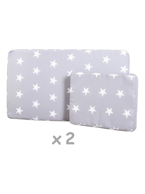 Doppio lettino prendisole per bambini in legno FSC con 4 cuscini e parasole "Roba Little Stars" - Kiabi