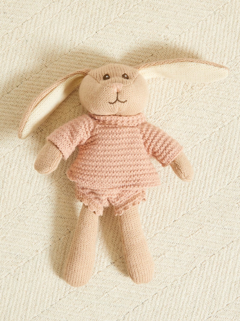 Doudou coniglio in maglia tricot ROSA - Kiabi