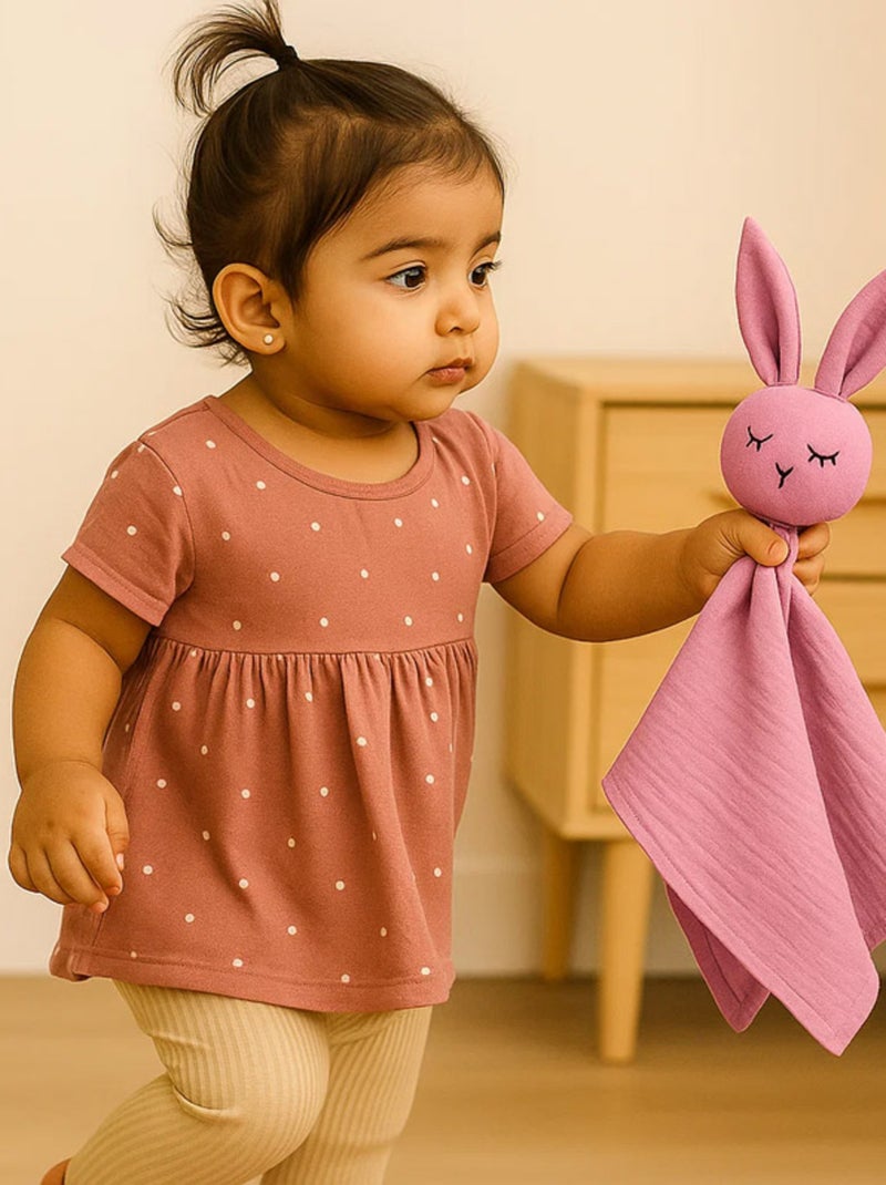 Doudou in mussola di cotone biologico Rosa - Kiabi