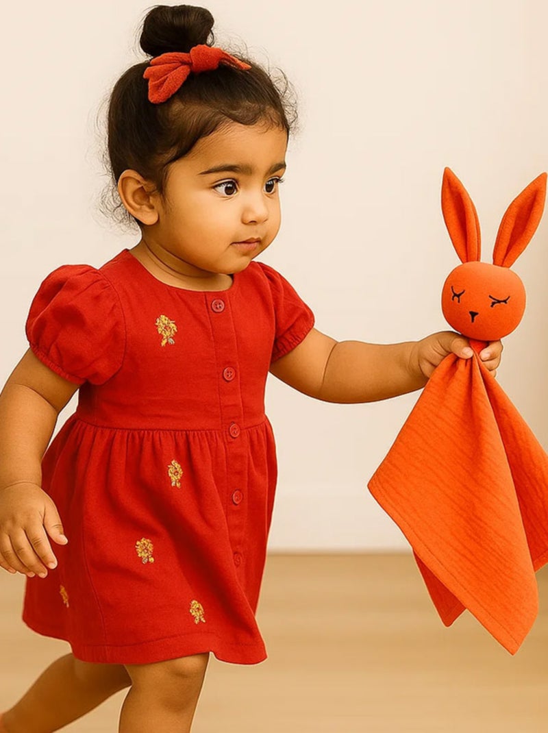 Doudou in mussola di cotone biologico Rosso - Kiabi