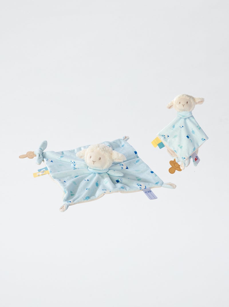 Doudou pecora con attacco per ciuccio Blu - Kiabi
