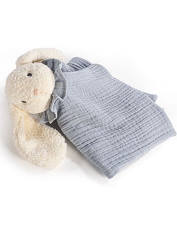 Doudou piatto con coniglietto in mussola di cotone | walking mum | walking mum