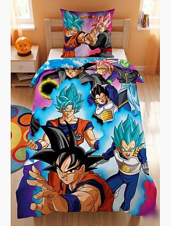 Dragon Ball, Completo Letto Bambino Stampato Reversibile, GOKU, Copripiumino 140x200 cm