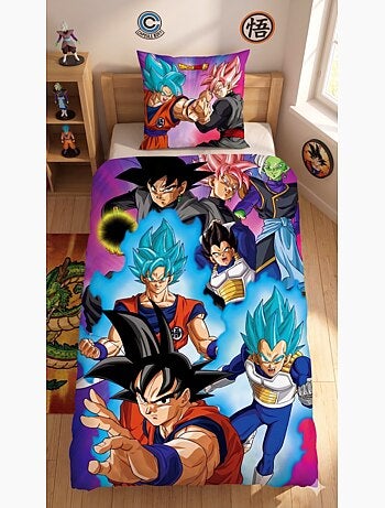 Dragon Ball, Completo Letto Bambino Stampato Reversibile, GOKU, Copripiumino 140x200 cm