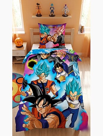 Dragon Ball, Completo Letto Bambino Stampato Reversibile, GOKU, Copripiumino 140x200 cm
