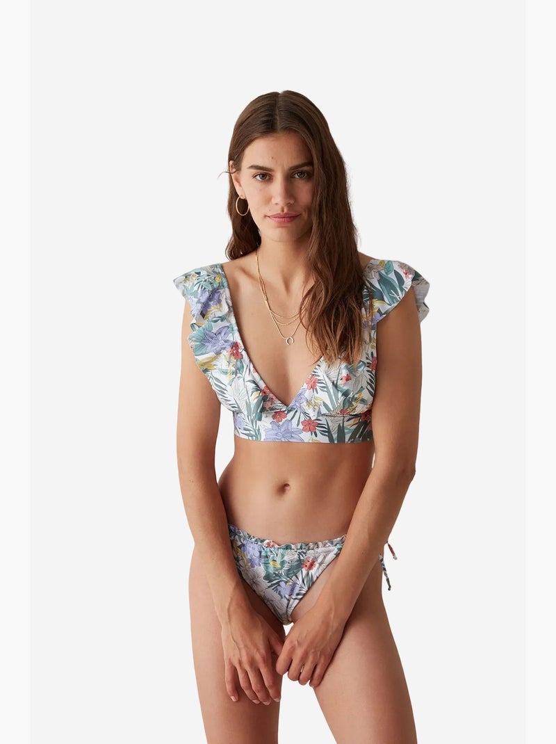 Dream garden slip bikini super con stampa floreale e volant penti Bianco Verde - Kiabi