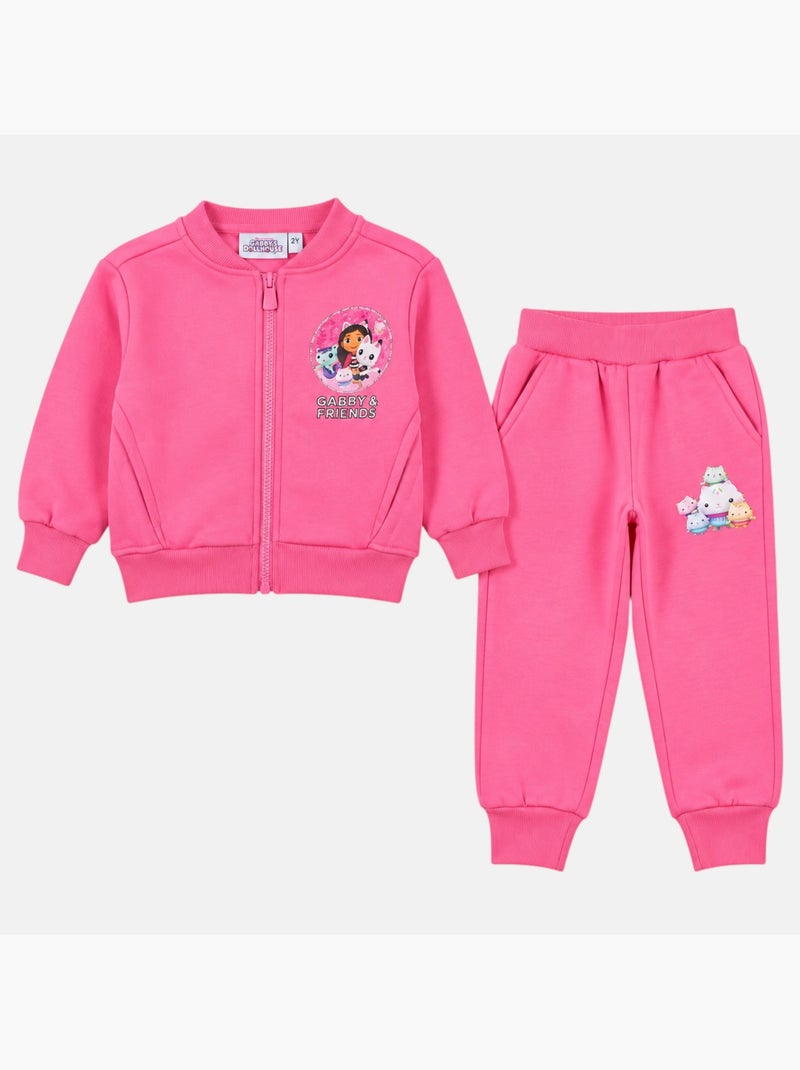 Dreamworks - set composto da felpa e pantaloni da jogging stampati, con bordi a costine Rosa - Kiabi
