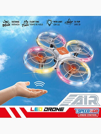 Drone giocattolo telecomandato a 360º con luci led 17x17 cm speed & go
