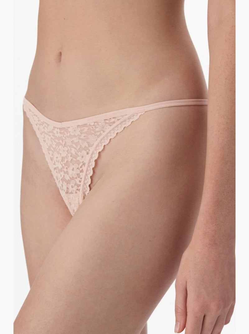 Easy pizzo scollo a v floreale tanga penti Rosa chiaro - Kiabi