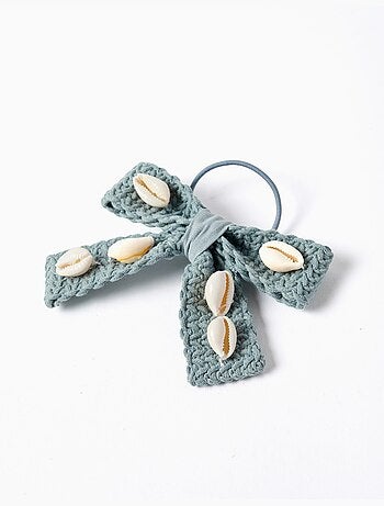 Elastico per capelli con fiocco e conchiglie di ciprea