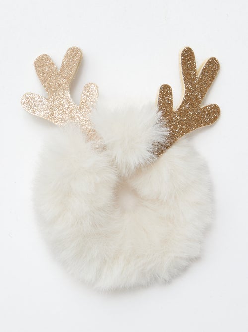 Elastico per capelli in maglia peluche con corna di renna - Kiabi