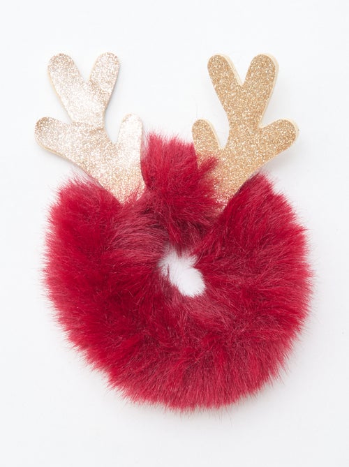 Elastico per capelli in maglia peluche con corna di renna - Kiabi