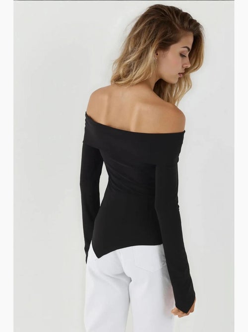 Elegante top aderente con scollo a barca e maniche lunghe hiccup - Kiabi Elegante top aderente con scollo a barca e maniche lunghe hiccup - Kiabi