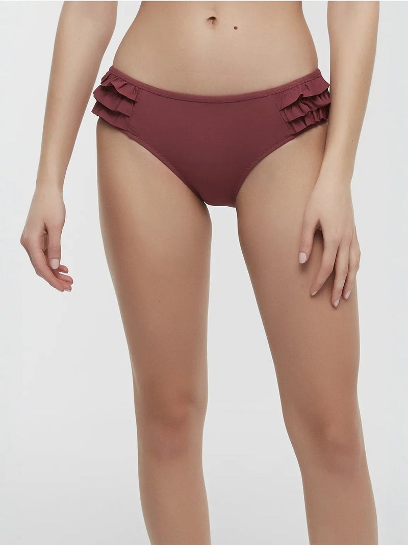 Eleni frill slip bikini hipster penti Rosso bordeaux - Kiabi