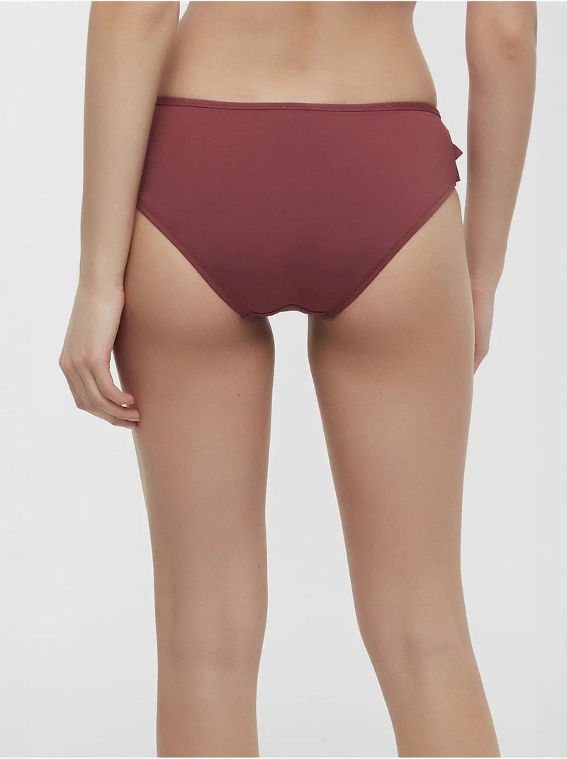 Eleni frill slip bikini hipster penti Rosso bordeaux - Kiabi